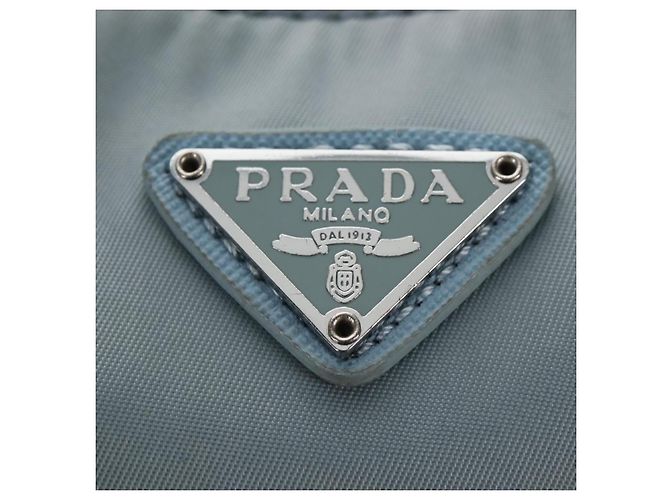 PRADA Bolsa de Mão Nylon 2way Azul Claro Prata - vista 25