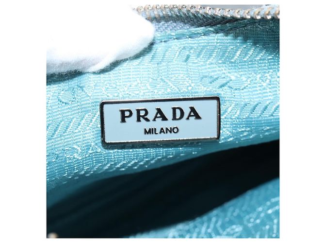PRADA Bolsa de Mão Nylon 2way Azul Claro Prata - vista 27
