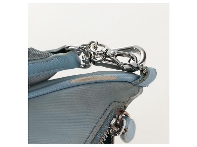 PRADA Bolsa de Mão Nylon 2way Azul Claro Prata - vista 28