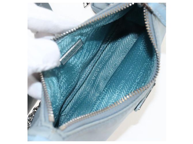 PRADA Bolsa de Mão Nylon 2way Azul Claro Prata - vista 29