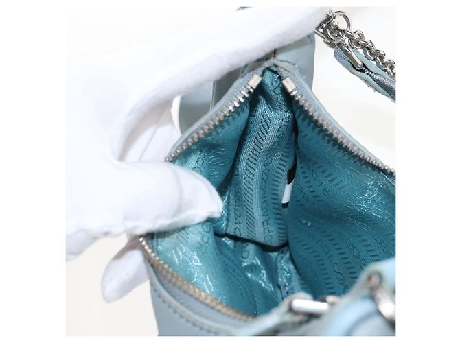PRADA Bolsa de Mão Nylon 2way Azul Claro Prata - vista 31