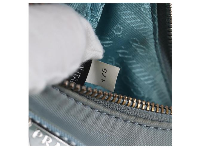 PRADA Bolsa de Mão Nylon 2way Azul Claro Prata - vista 32