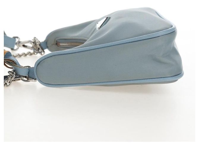 PRADA Bolsa de Mão Nylon 2way Azul Claro Prata - vista 4