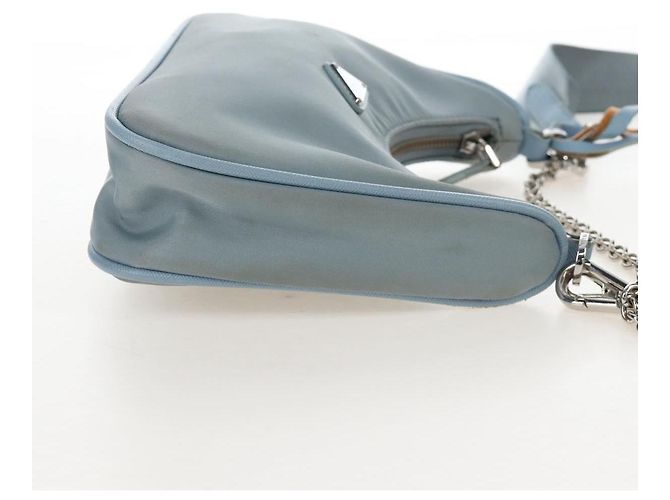 PRADA Bolsa de Mão Nylon 2way Azul Claro Prata - vista 5