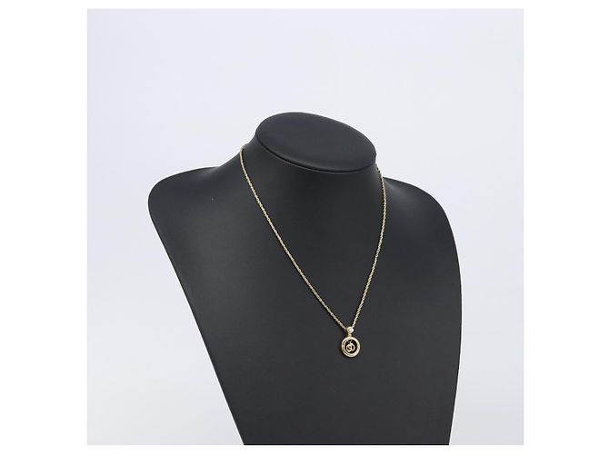 Christian Dior CD Logo Circle Necklace Metal Gold Tone - vista 14