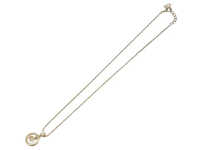 Christian Dior CD Logo Circle Necklace Metal Gold Tone - vista 2