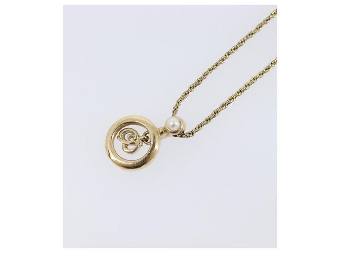 Christian Dior CD Logo Circle Necklace Metal Gold Tone - vista 3