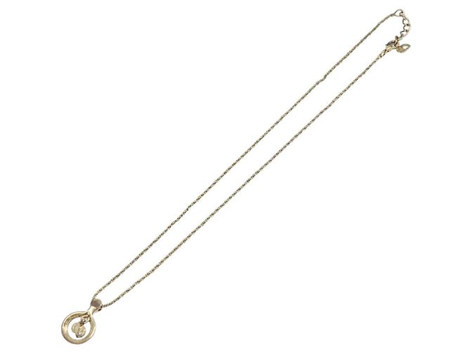Christian Dior CD Logo Circle Necklace Metal Gold Tone - vista 8