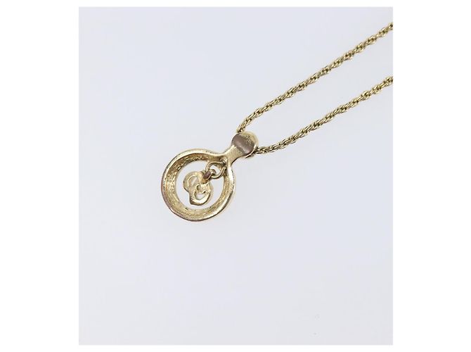 Christian Dior CD Logo Circle Necklace Metal Gold Tone - vista 9