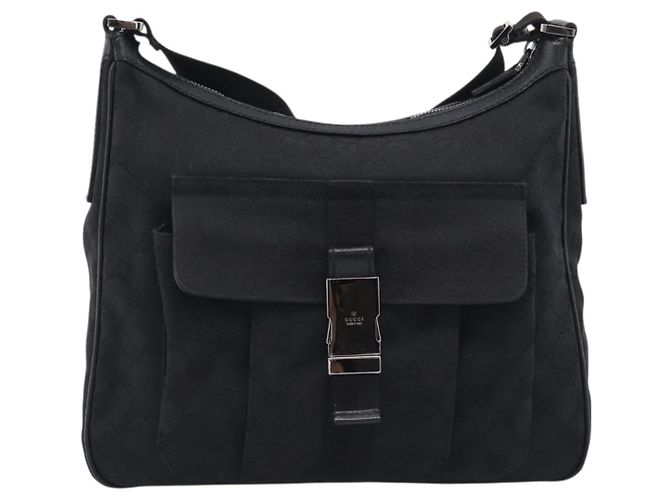 GUCCI GG Canvas Shoulder Bag Black Silver - vista 13