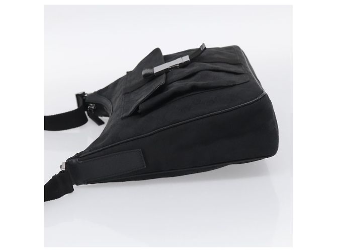 GUCCI GG Canvas Shoulder Bag Black Silver - vista 3