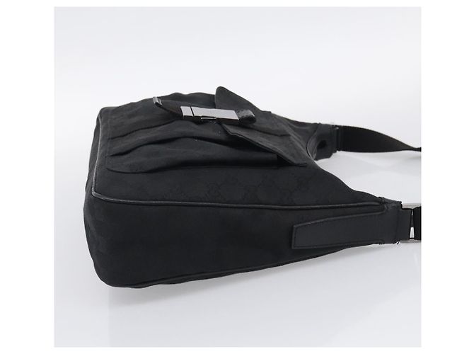 GUCCI GG Canvas Shoulder Bag Black Silver - vista 4