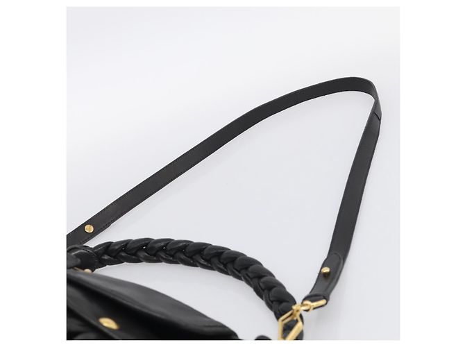 Miu Miu Matelasse Shoulder Bag Leather 2way Black Gold - vista 15