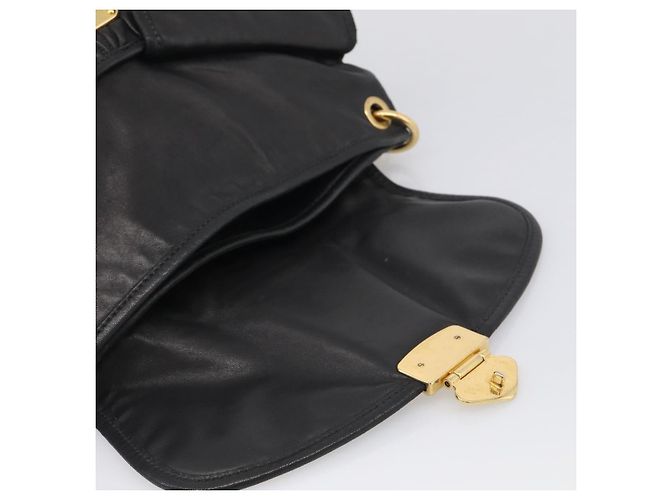Miu Miu Matelasse Shoulder Bag Leather 2way Black Gold - vista 23