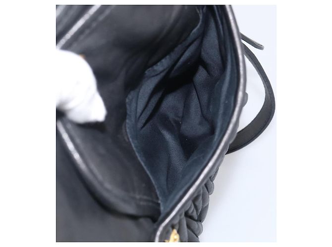 Miu Miu Matelasse Shoulder Bag Leather 2way Black Gold - vista 32