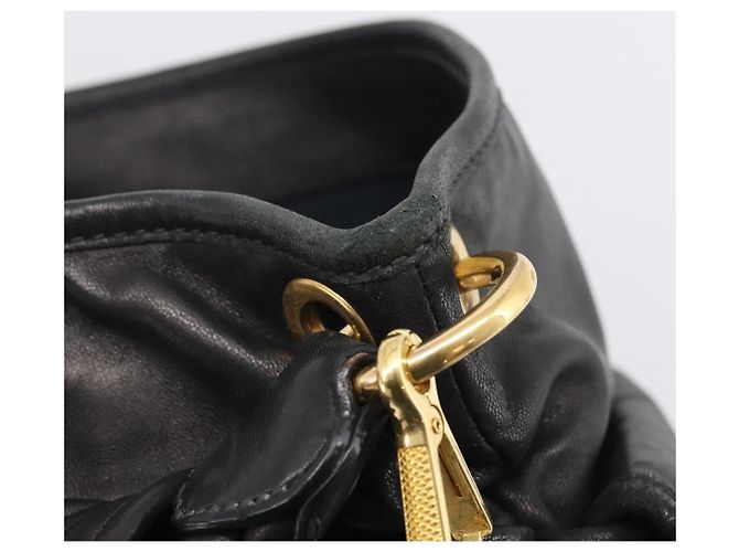 Miu Miu Matelasse Shoulder Bag Leather 2way Black Gold - vista 33