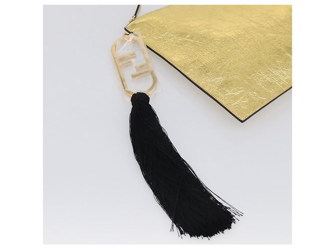 FENDI Clutch Bag Leather Gold 8N0178 - vista 12