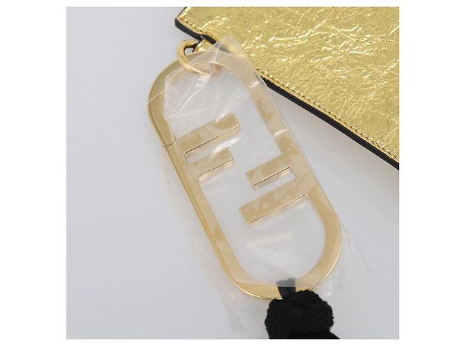 FENDI Clutch Bag Leather Gold 8N0178 - vista 14