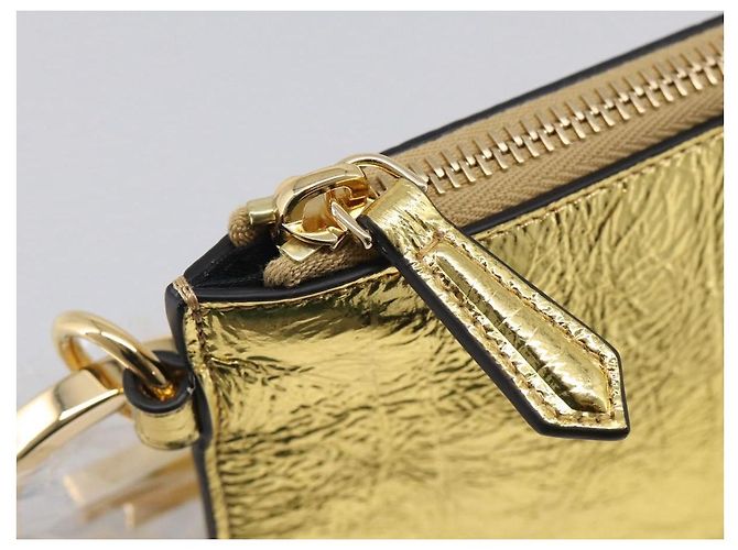 FENDI Clutch Bag Leather Gold 8N0178 - vista 15