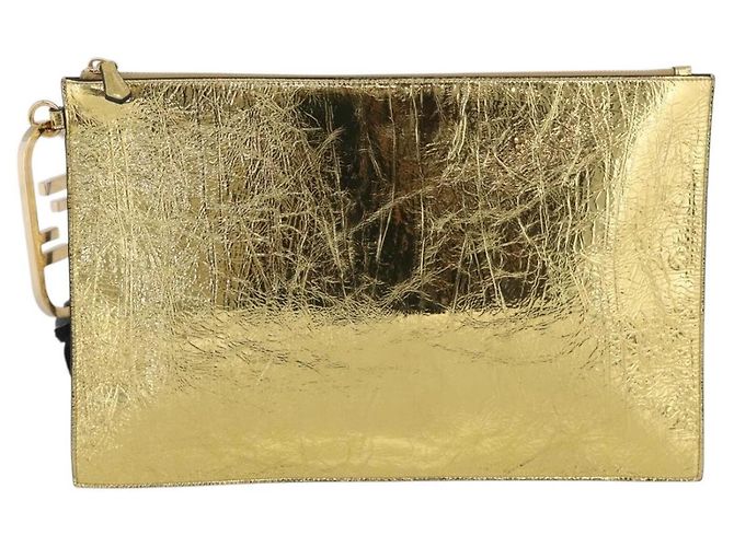 FENDI Clutch Bag Leather Gold 8N0178 - vista 2