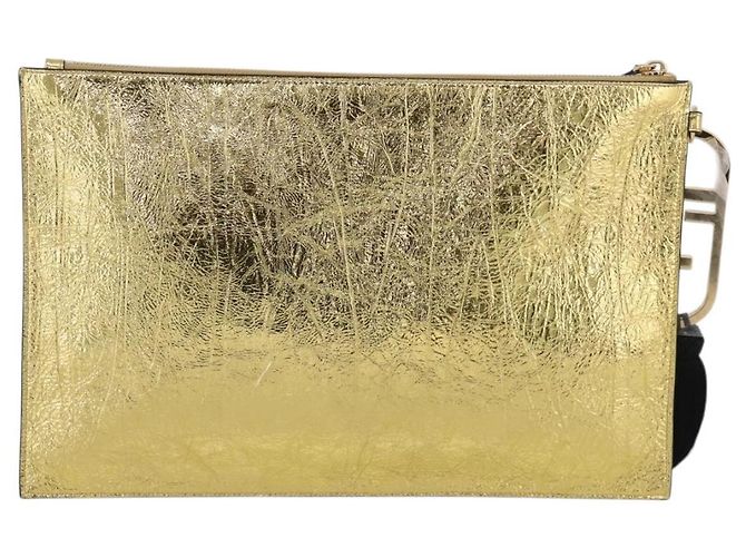 FENDI Clutch Bag Leather Gold 8N0178 - vista 3