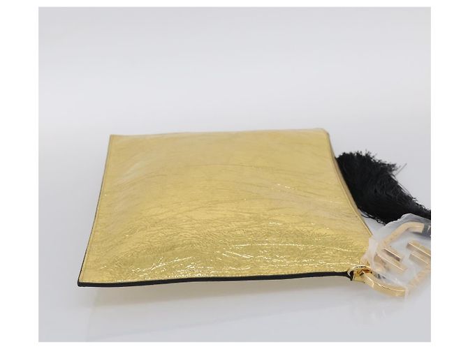 FENDI Clutch Bag Leather Gold 8N0178 - vista 5