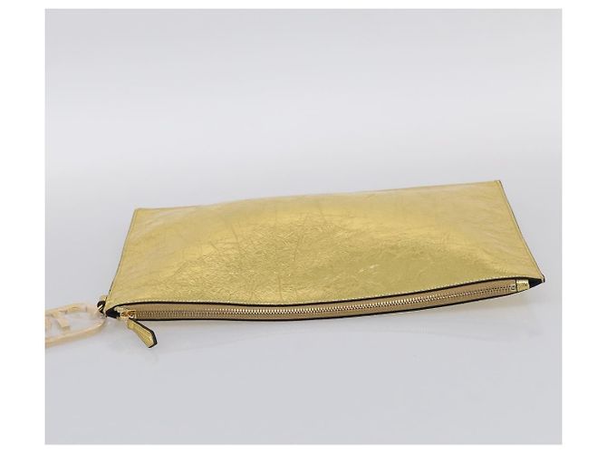 FENDI Clutch Bag Leather Gold 8N0178 - vista 6