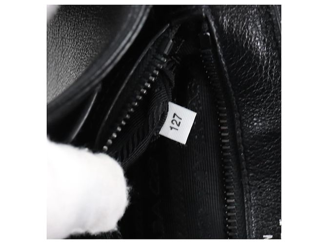PRADA Chain Shoulder Bag Leather White Black - vista 10