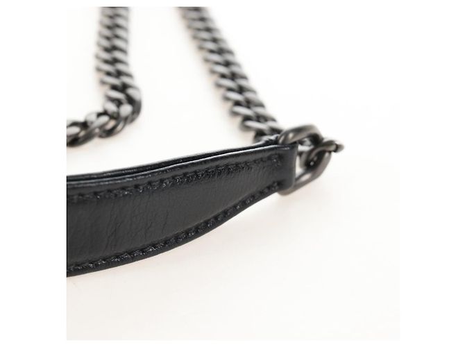 PRADA Chain Shoulder Bag Leather White Black - vista 14