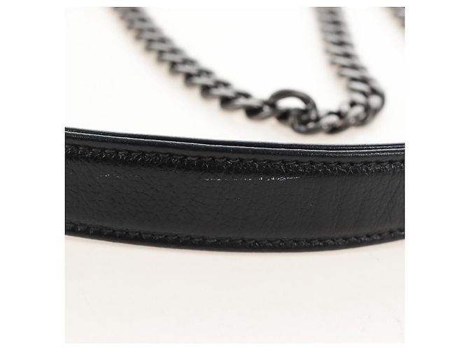PRADA Chain Shoulder Bag Leather White Black - vista 15