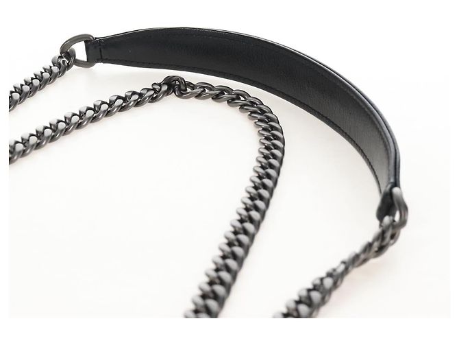 PRADA Chain Shoulder Bag Leather White Black - vista 17