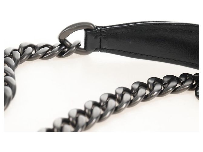 PRADA Chain Shoulder Bag Leather White Black - vista 18