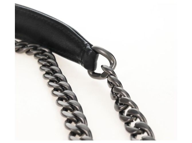 PRADA Chain Shoulder Bag Leather White Black - vista 20