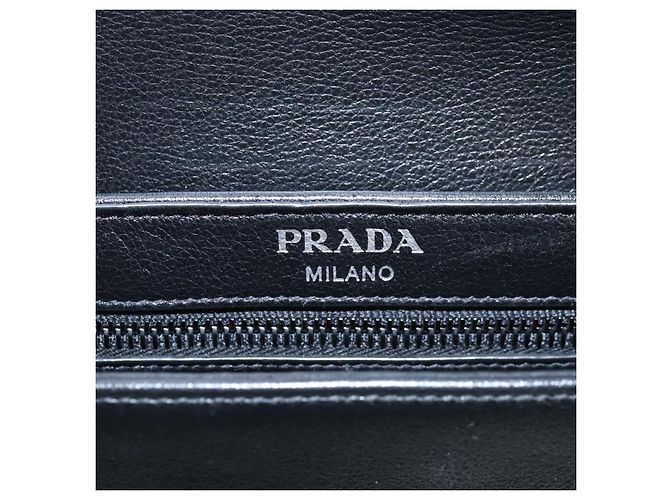 PRADA Chain Shoulder Bag Leather White Black - vista 26