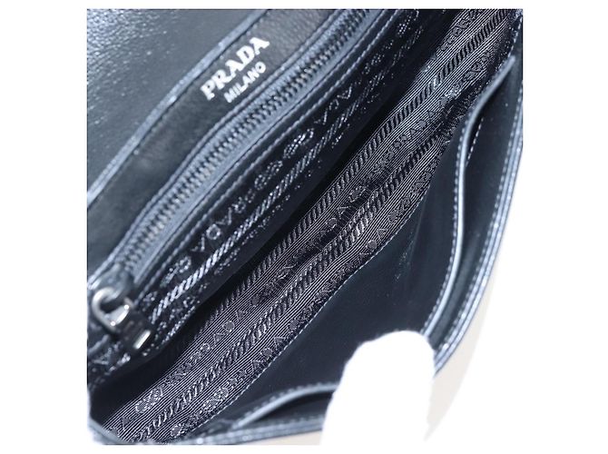 PRADA Chain Shoulder Bag Leather White Black - vista 9