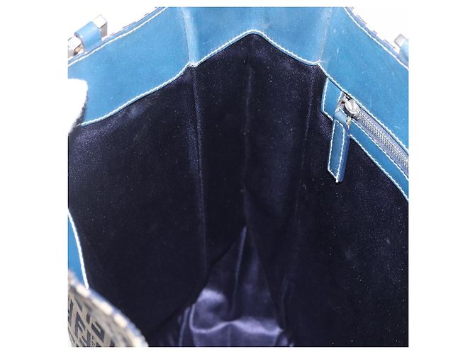 FENDI Zucchino Tote Bag Navy Silver - vista 19