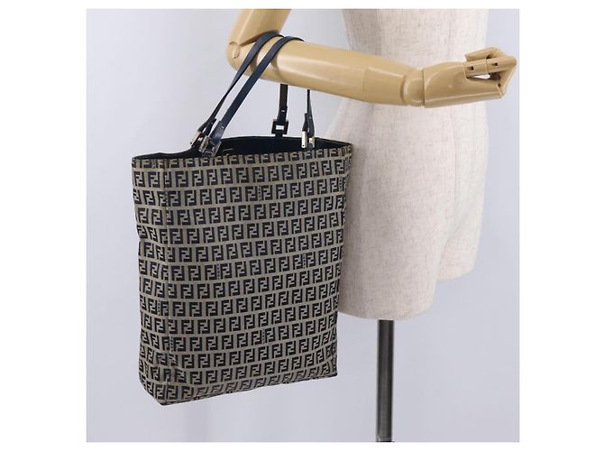 FENDI Zucchino Tote Bag Navy Silver - vista 23