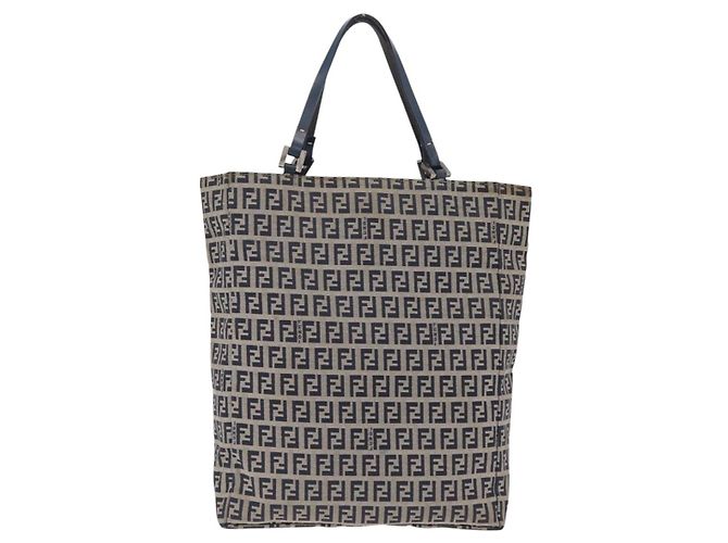 FENDI Zucchino Tote Bag Navy Silver - vista 4