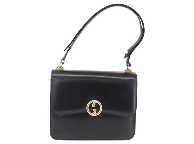GUCCI Sac à épaule Interlocking Cuir Noir Or - vue 2