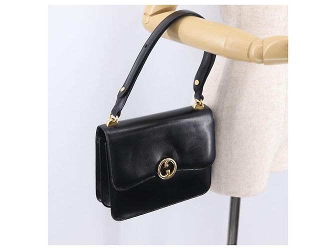 GUCCI Sac à épaule Interlocking Cuir Noir Or - vue 27