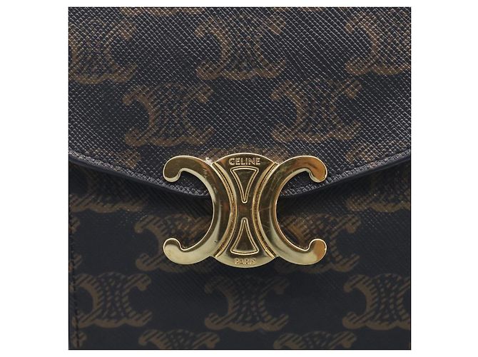 Céline CELINE Macadam Canvas Triomphe Vertical Mobile Pouch PVC Brown Gold - Ansicht 14