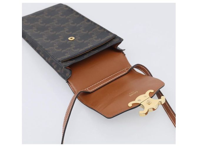 Céline CELINE Macadam Canvas Triomphe Vertical Mobile Pouch PVC Brown Gold - Ansicht 17