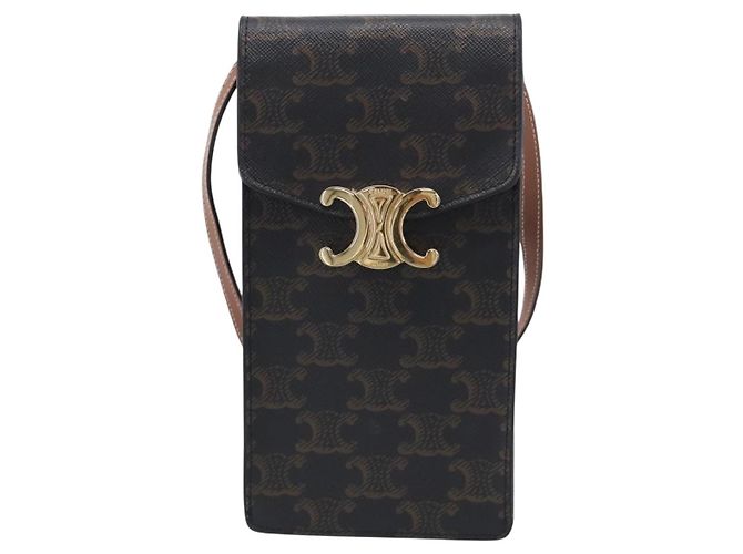 Céline CELINE Macadam Canvas Triomphe Vertical Mobile Pouch PVC Brown Gold - Ansicht 2