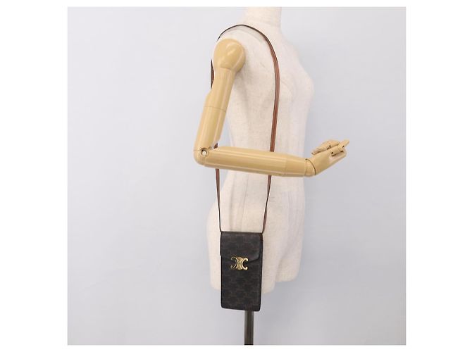 Céline CELINE Macadam Canvas Triomphe Vertical Mobile Pouch PVC Brown Gold - Ansicht 24