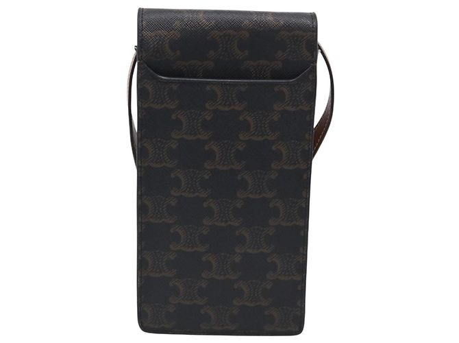 Céline CELINE Macadam Canvas Triomphe Vertical Mobile Pouch PVC Brown Gold - Ansicht 3