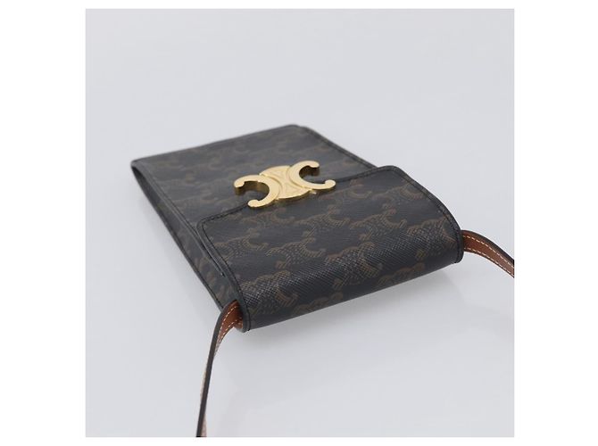 Céline CELINE Macadam Canvas Triomphe Vertical Mobile Pouch PVC Brown Gold - Ansicht 6
