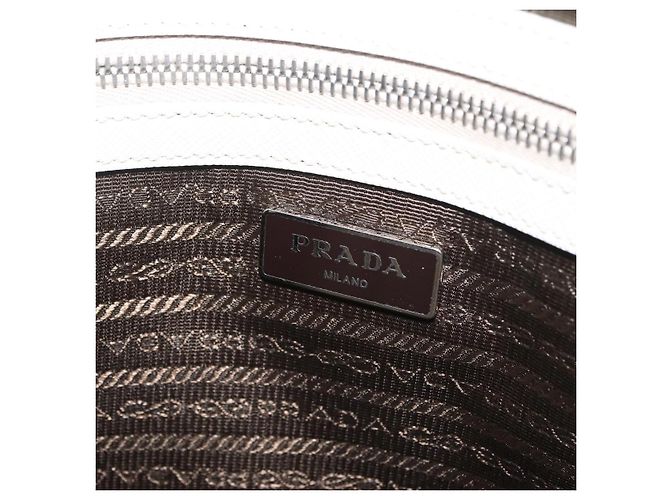 PRADA Business-Tasche Saffiano-Leder White Silver - Ansicht 18