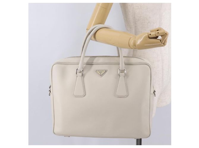 PRADA Business-Tasche Saffiano-Leder White Silver - Ansicht 28
