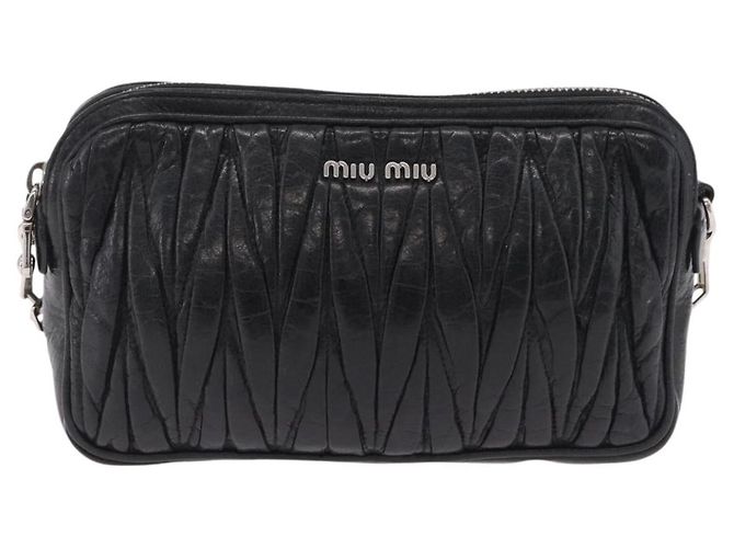 Miu Miu Matelasse Shoulder Bag Leather Black Silver - vista 2