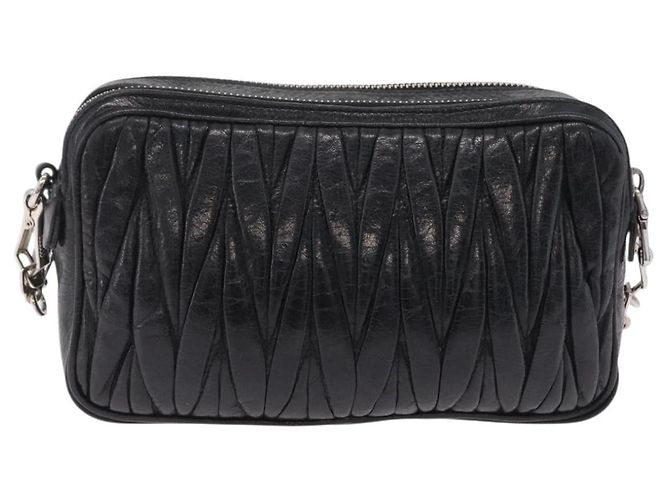 Miu Miu Matelasse Shoulder Bag Leather Black Silver - vista 3